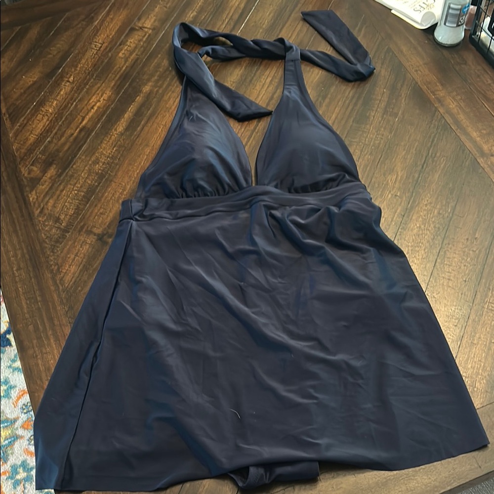 J. Crew Blue One Piece Halter Swimsuit